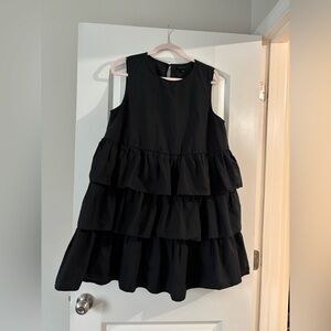 Who What Wear Black Tiered Sleeveless Mini Dress